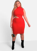 Turn Back Around Cut Out Turtleneck Bodycon Mini Dress