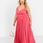 Vittoria Chiffon Drape Maxi A Line Dress - Coral Pink