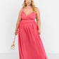 Vittoria Chiffon Drape Maxi A Line Dress - Coral Pink