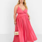 Vittoria Chiffon Drape Maxi A Line Dress - Coral Pink