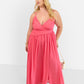 Vittoria Chiffon Drape Maxi A Line Dress - Coral Pink