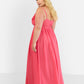 Vittoria Chiffon Drape Maxi A Line Dress - Coral Pink