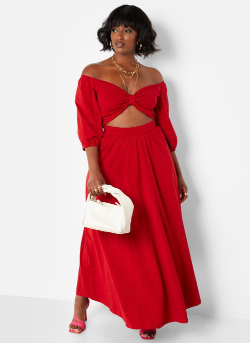 Want It All Twist Front Cut Out Maxi A Line Dress