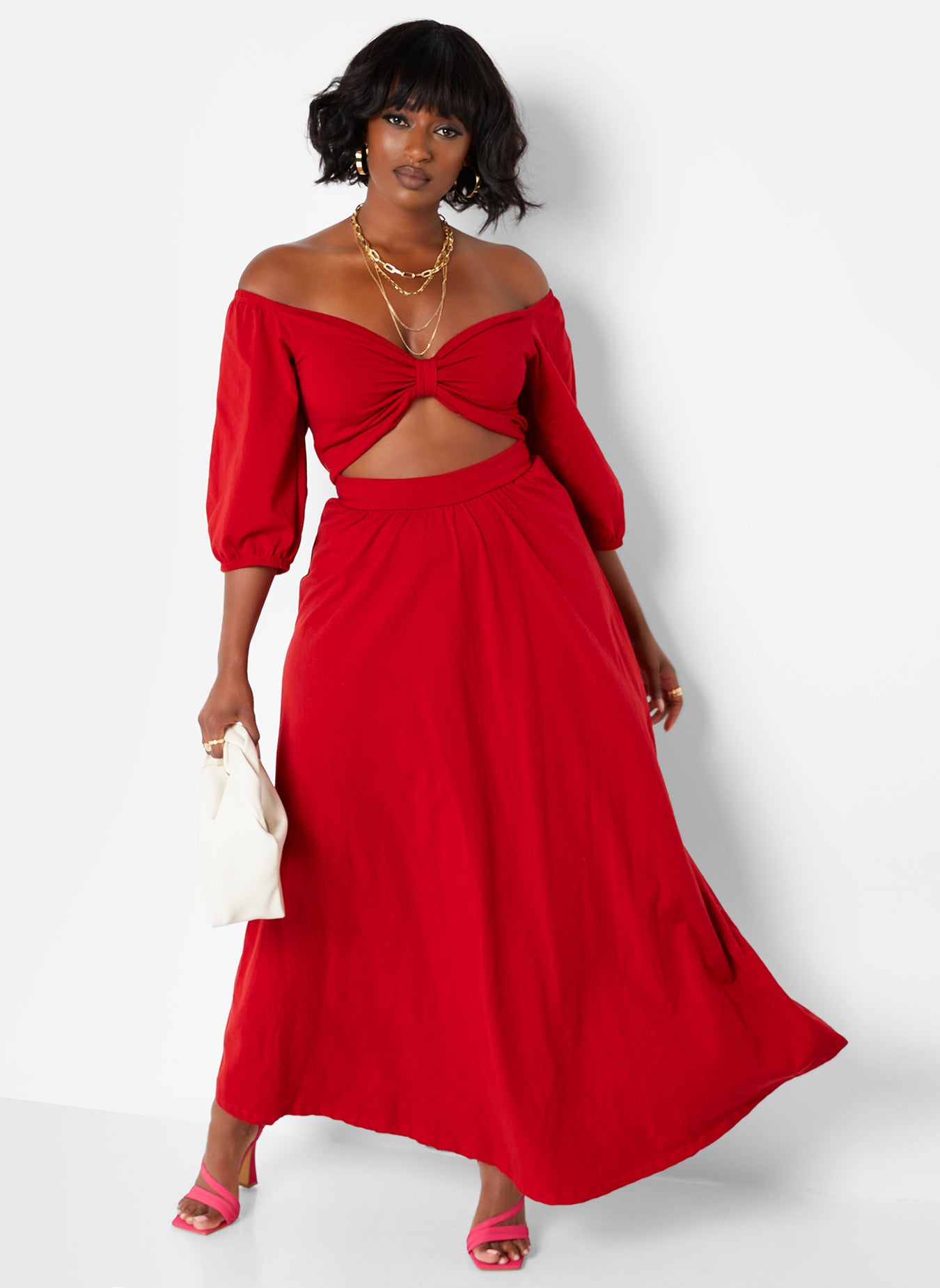 Want It All Twist Front Cut Out Maxi A Line Dress