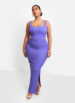 Winnie Textured Ruched Maxi Bodycon Skirt - Periwinkle