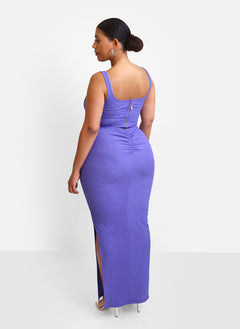 Winnie Textured Ruched Maxi Bodycon Skirt - Periwinkle