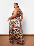 Yasmeen Leopard Open Back Maxi Slip Dress