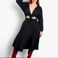 Your Needs Front Tie Skater Midi Dress - Black
