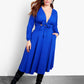 Your Needs Front Tie Skater Midi Dress  - Royal Blue