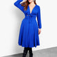 Your Needs Front Tie Skater Midi Dress  - Royal Blue