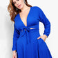 Your Needs Front Tie Skater Midi Dress  - Royal Blue