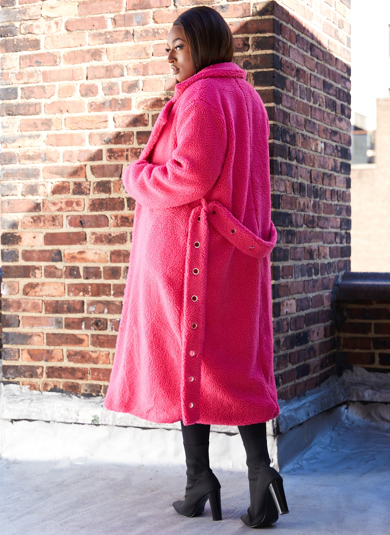 Fuchsia Baby, Its Cold Belted Teddy Coat Plus Sizes