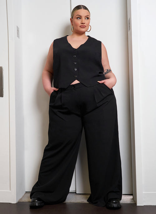 Office Babe Wide Leg Trousers - Black