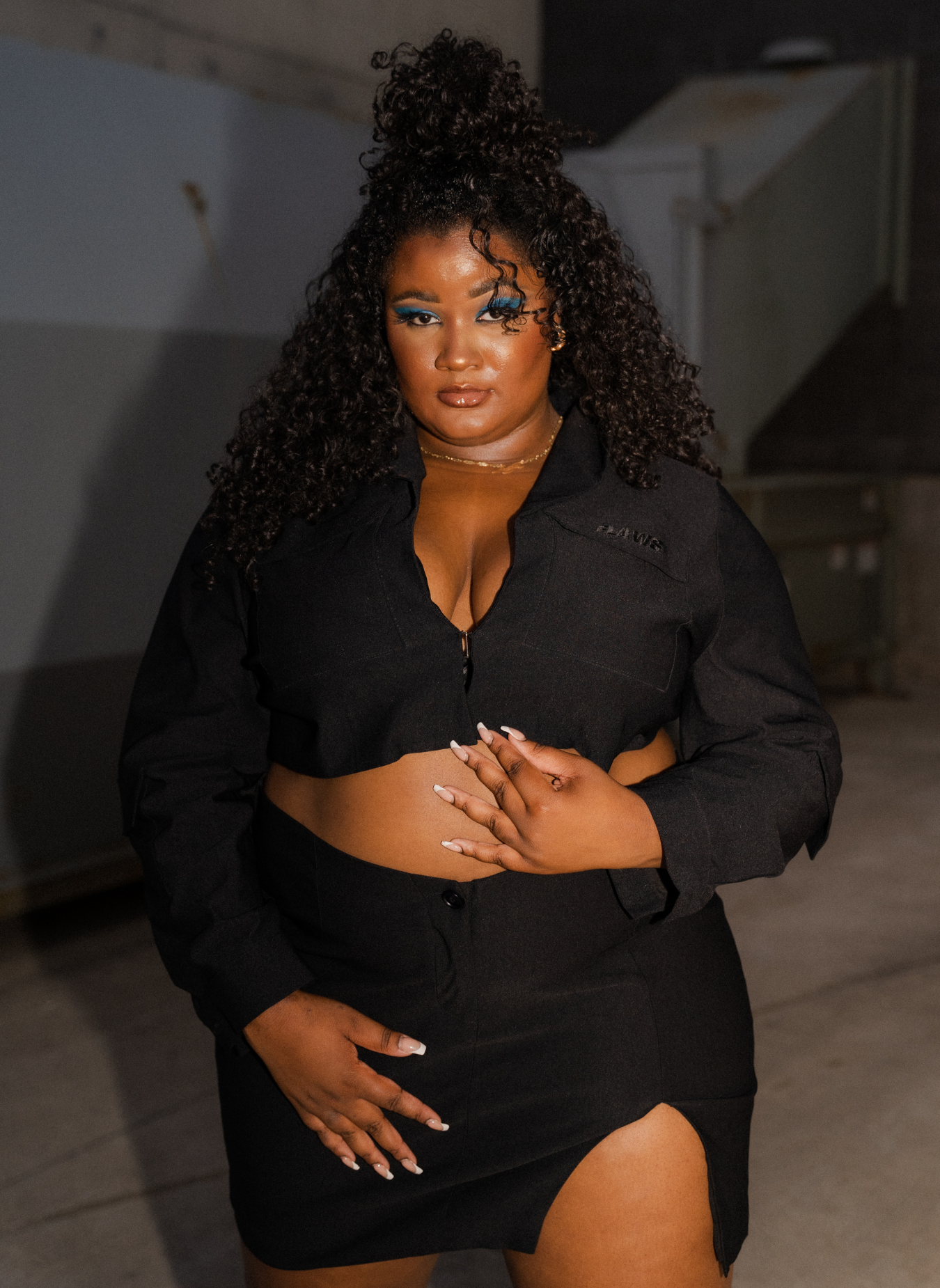 Flaws X REBDOLLS Play Date Cropped Cargo Jacket - Black