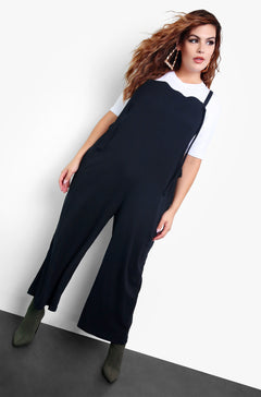 Black Overall Style Cropped Jumper Plus Sizes