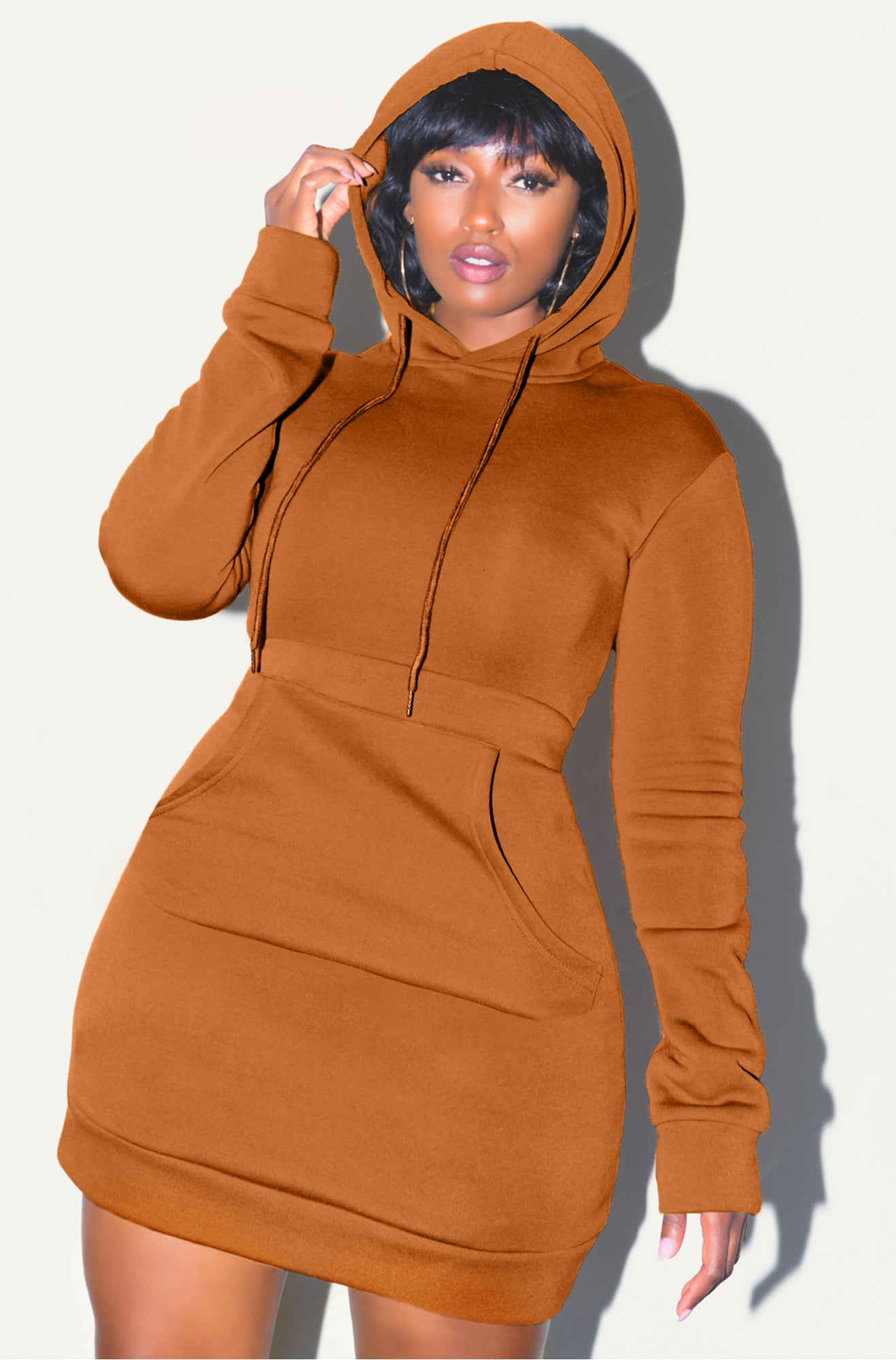 Rebdolls Better Than This Hooded Mini Dress - Brown