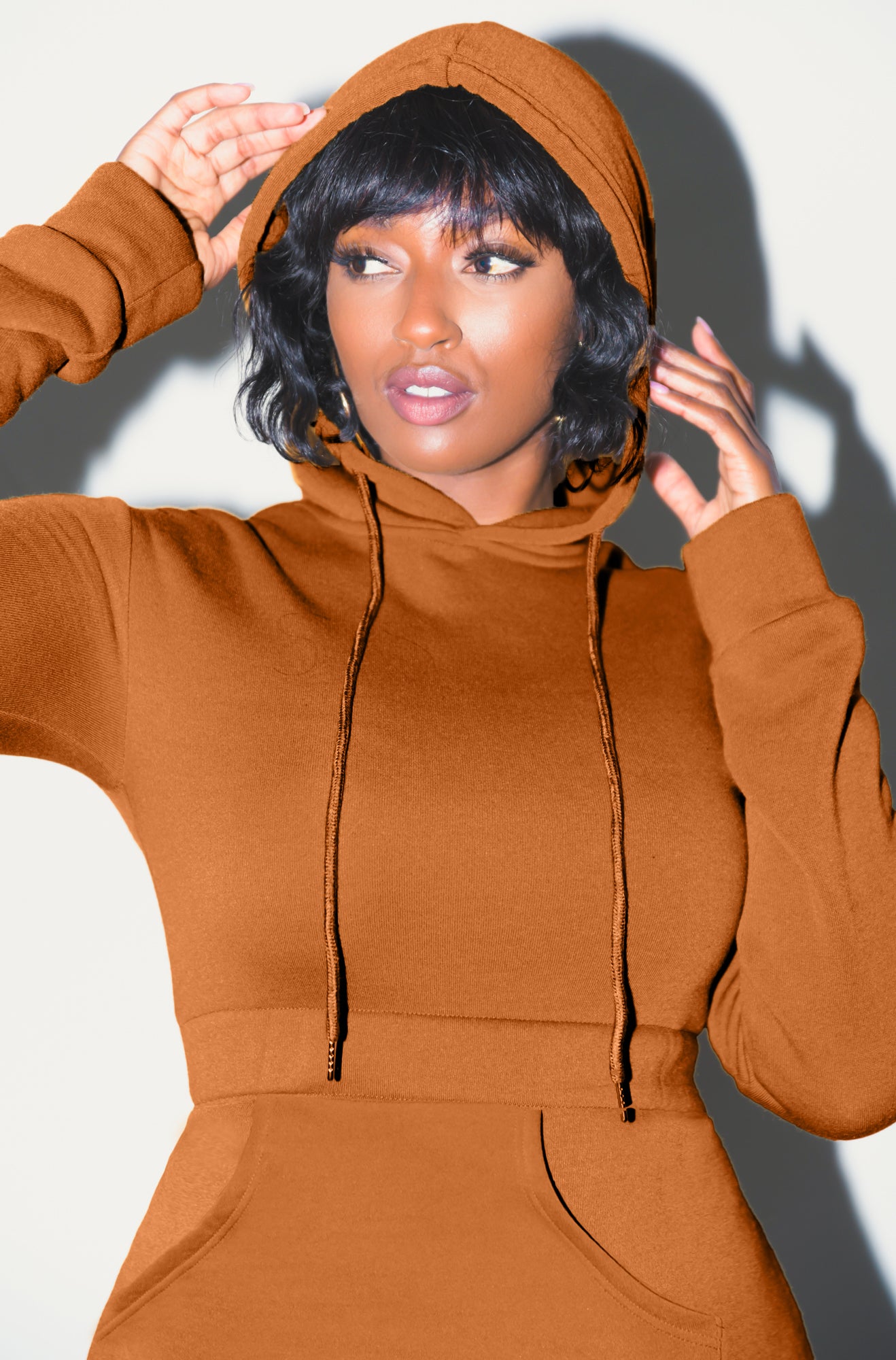 Rebdolls Better Than This Hooded Mini Dress - Brown