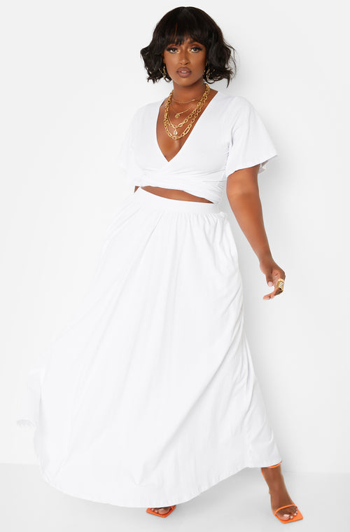 White Wrap Around Kimono Crop Top Plus Sizes