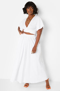 White Wrap Around Kimono Crop Top Plus Sizes