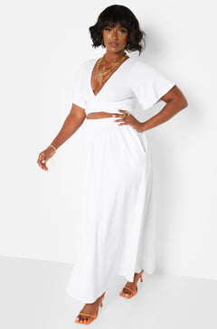 White Wrap Around Kimono Crop Top Plus Sizes