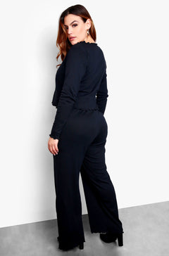 Black V-Neck Midi Dress & Cardigan Set Plus Sizes