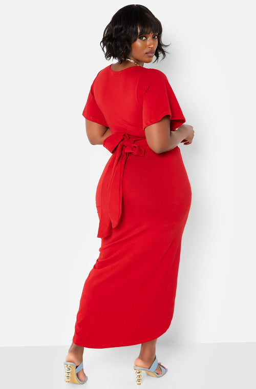 Carmen Wrap Front Midi Bodycon Skirt