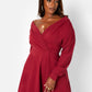 Burgundy Class Flirt Off The Shoulder Mini Skater Dress W. Pockets Plus Sizes