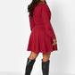 Burgundy Class Flirt Off The Shoulder Mini Skater Dress W. Pockets Plus Sizes