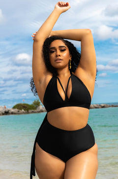 Black High Waist Swimsuit Bottom