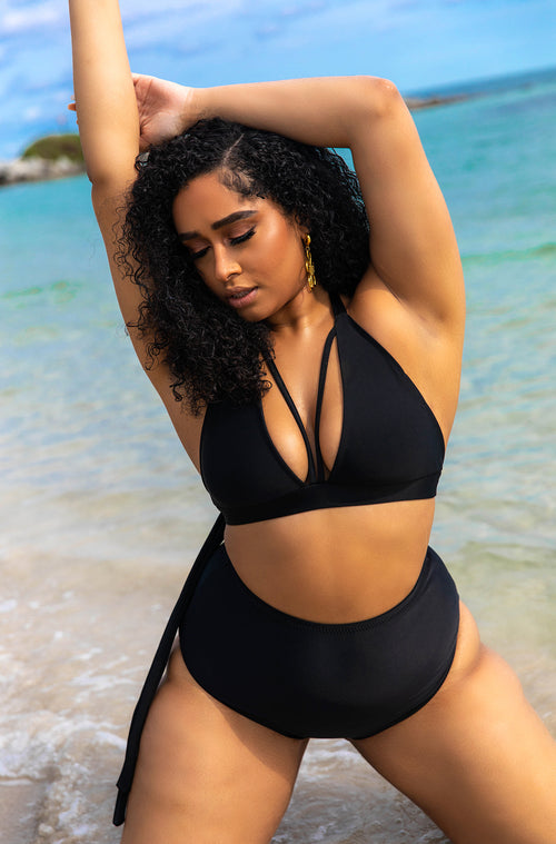 Black High Waist Swimsuit Bottom