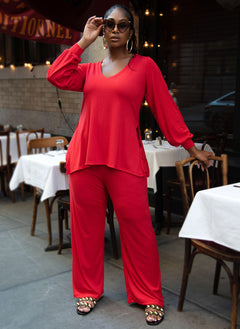 Time To Chill Ribbed Wide Leg Pants W. Pockets