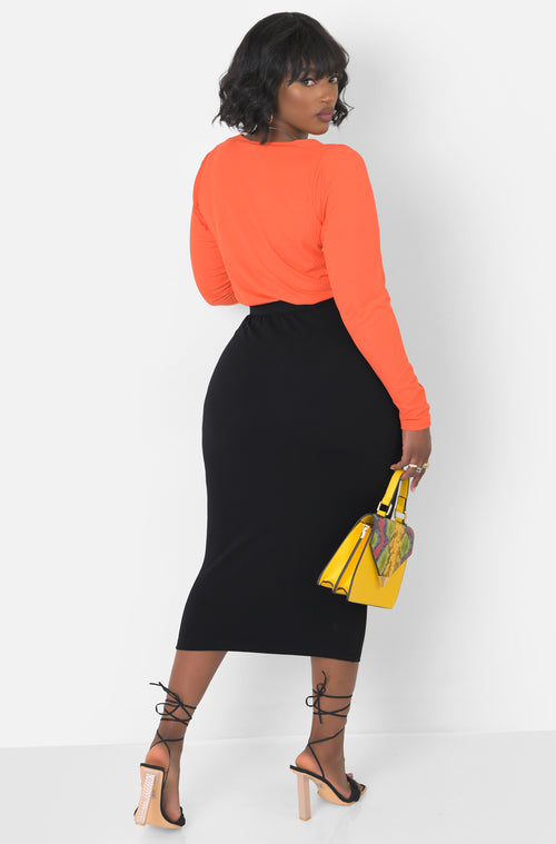 Essential Bodycon Midi Skirt - Black