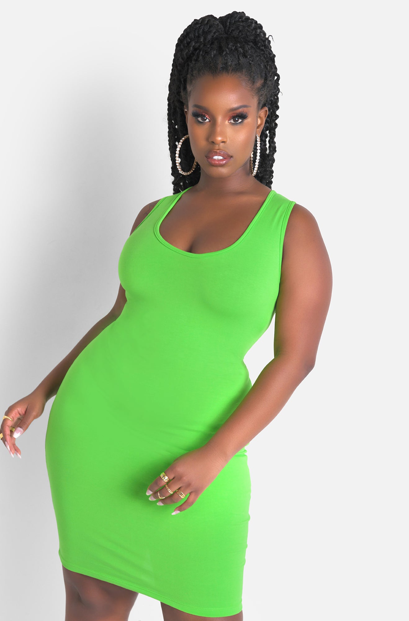 Lime Green Tank Bodycon Mini Dress Plus Sizes