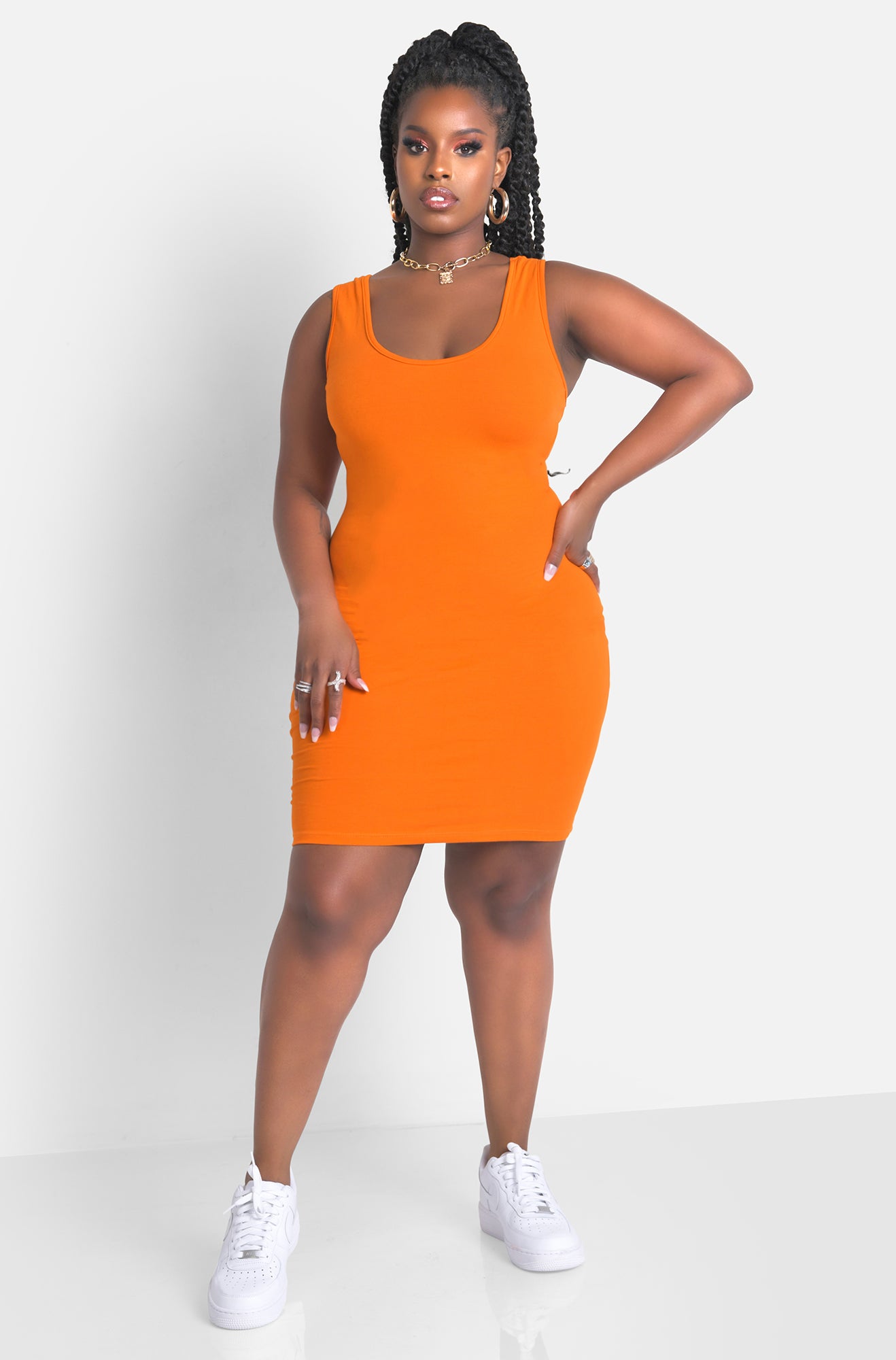 Orange Tank Bodycon Mini Dress Plus Sizes