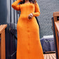 Orange Evelyn Ribbed Square Neck Maxi Dress Plus Sizes