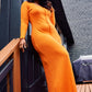 Orange Evelyn Ribbed Square Neck Maxi Dress Plus Sizes