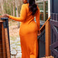 Orange Evelyn Ribbed Square Neck Maxi Dress Plus Sizes