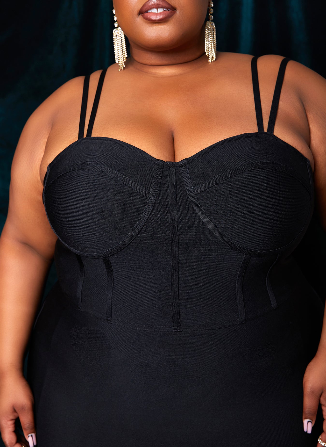 Black Femme and Fierce Peplum Bandage Midi Dress Plus Sizes