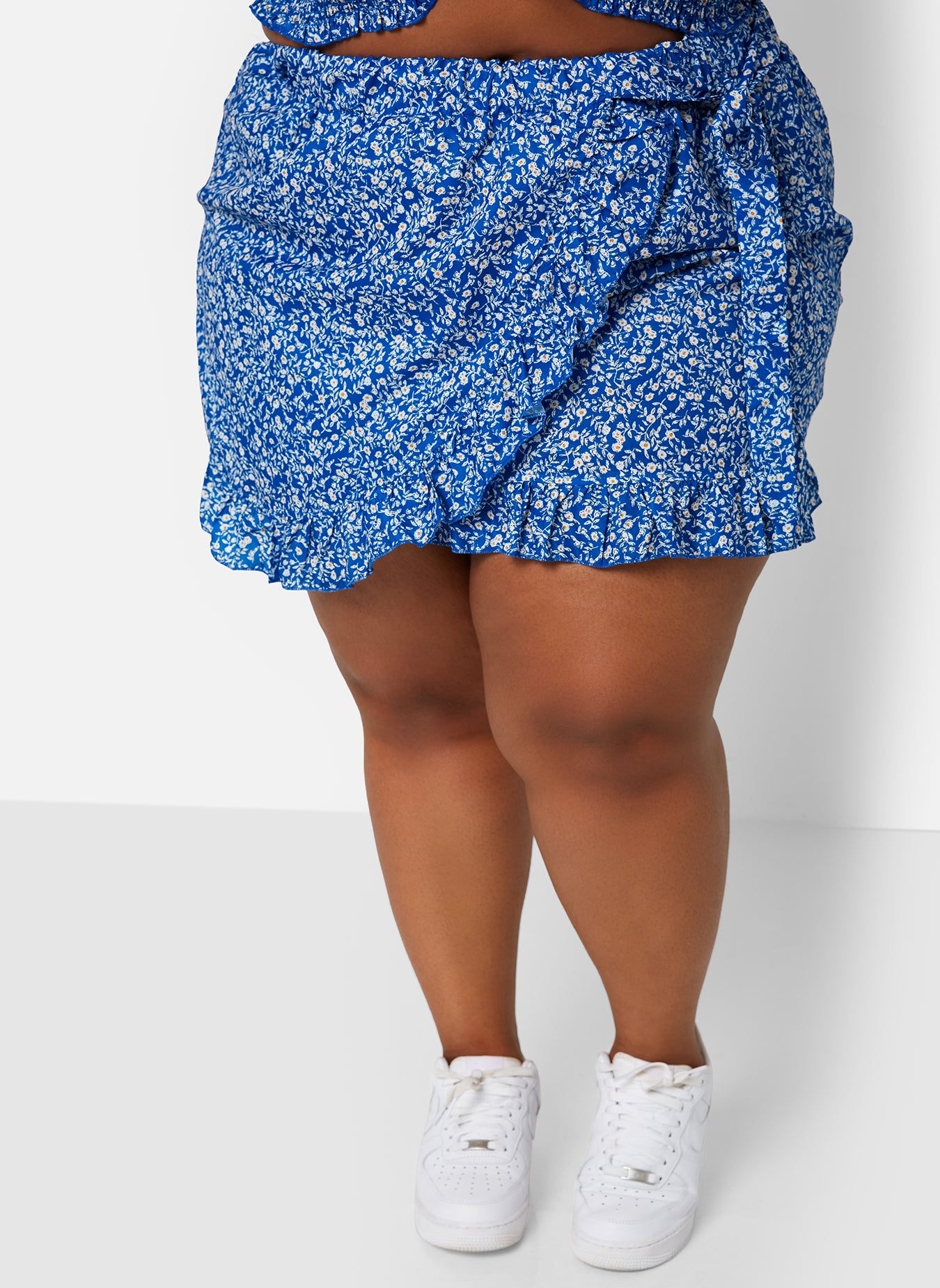 Blue Festival Ready Ruffle Mini A Line Skirt Plus Sizes