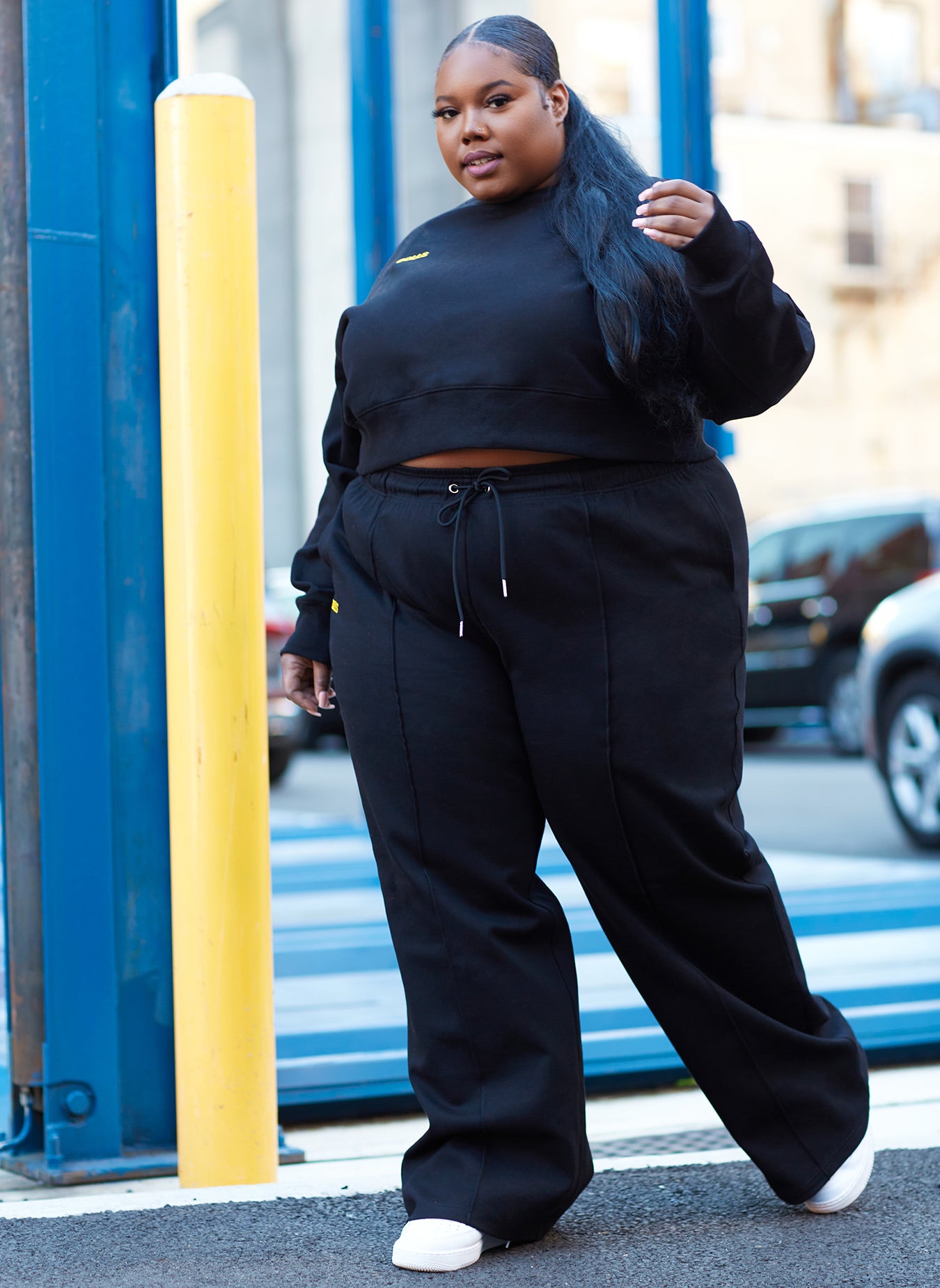 Black Focus Drawstring Sweatpants Plus Sizes