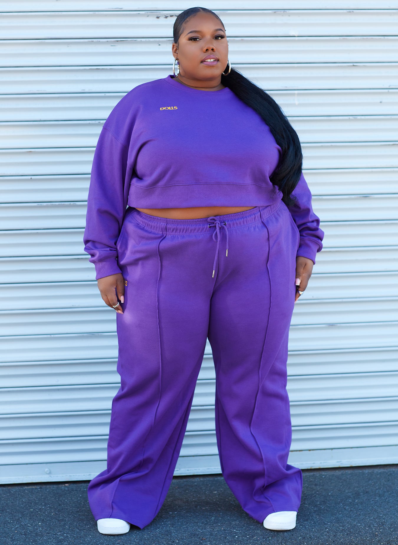 Purple Focus Pullover Sweatshirt Plus Sizes