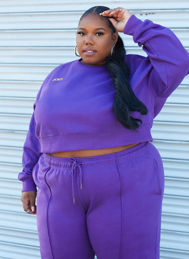 Purple Focus Pullover Sweatshirt Plus Sizes