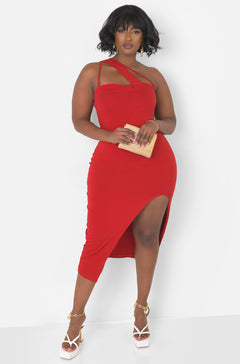 Dark Red Caged Bodycon Midi Dress Plus Sizes