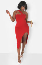 Dark Red Caged Bodycon Midi Dress Plus Sizes