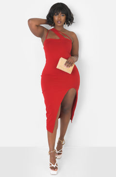 Dark Red Caged Bodycon Midi Dress Plus Sizes