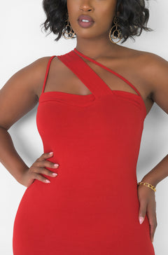 Dark Red Caged Bodycon Midi Dress Plus Sizes