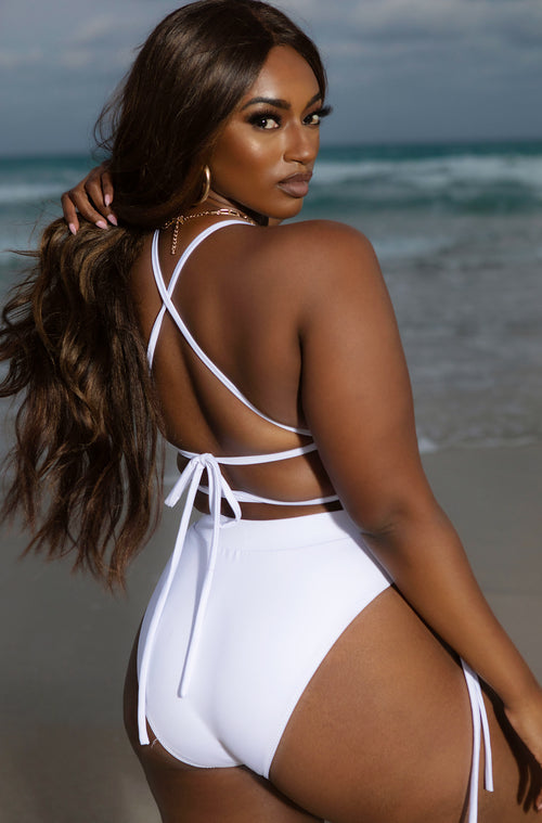 Bay Bae High Waist Bikini Bottom - White