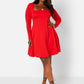 Red JoJo Square Neck Mini Skater Dress Plus Sizes