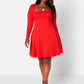 Red JoJo Square Neck Mini Skater Dress Plus Sizes