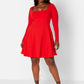 Red JoJo Square Neck Mini Skater Dress Plus Sizes